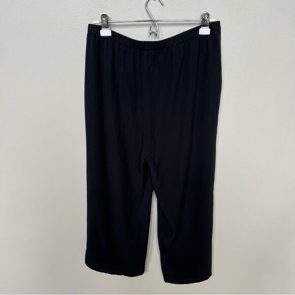 Eileen Fisher Black Silk Georgette Crepe Ankle Straight Pant NWT Size Medium - Picture 10 of 16